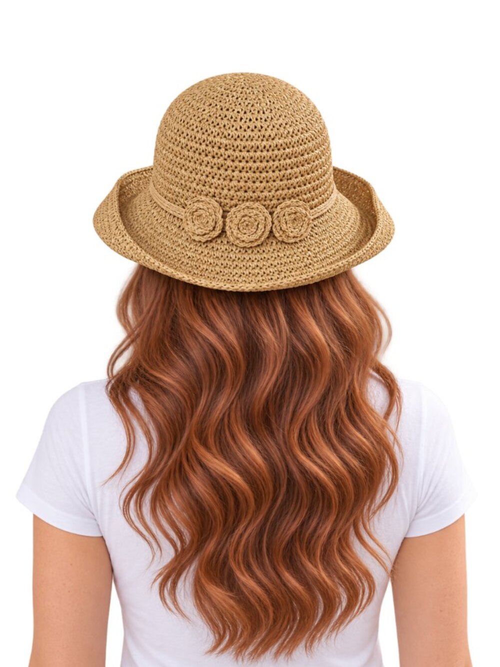 Toucan Collection Floppy Fedora Style Women's Straw Hat Floral Accent